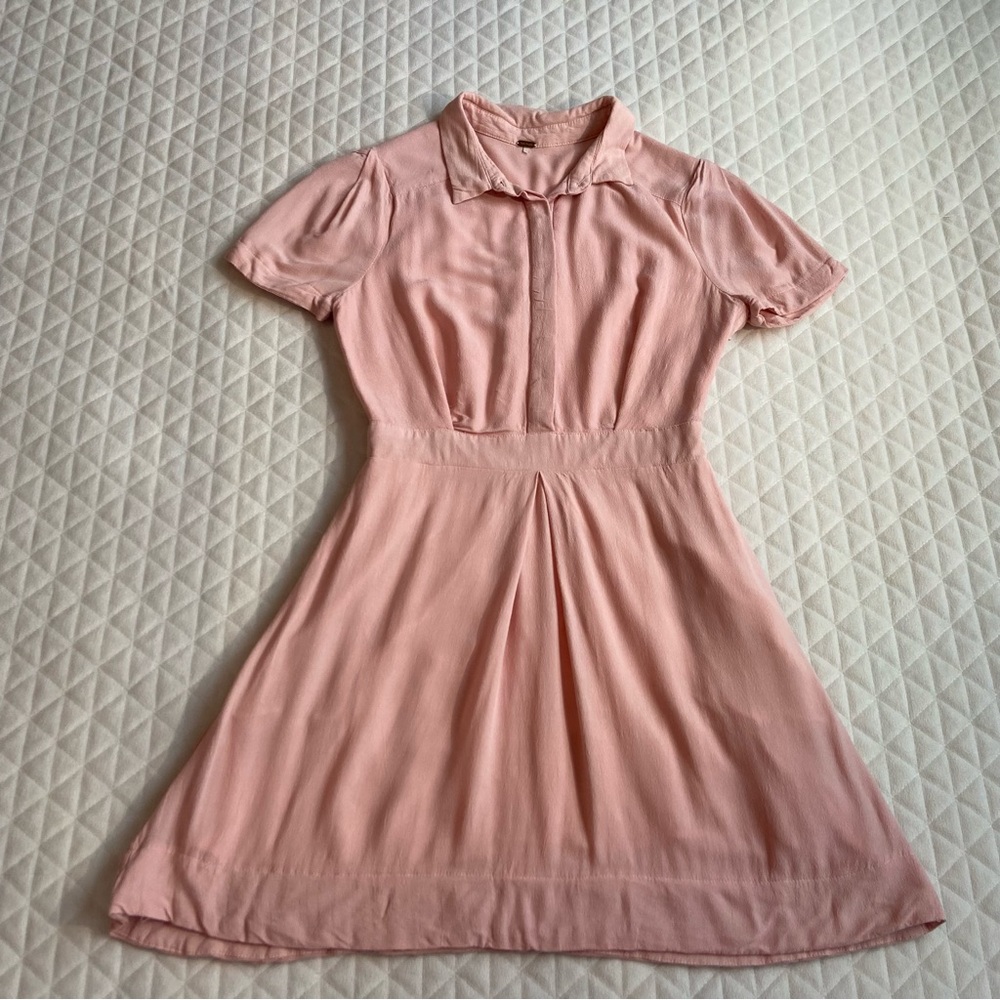Free People Blush Pink/Peachy Collared Mini Dress Small